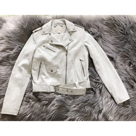 michael kors white leather jacket